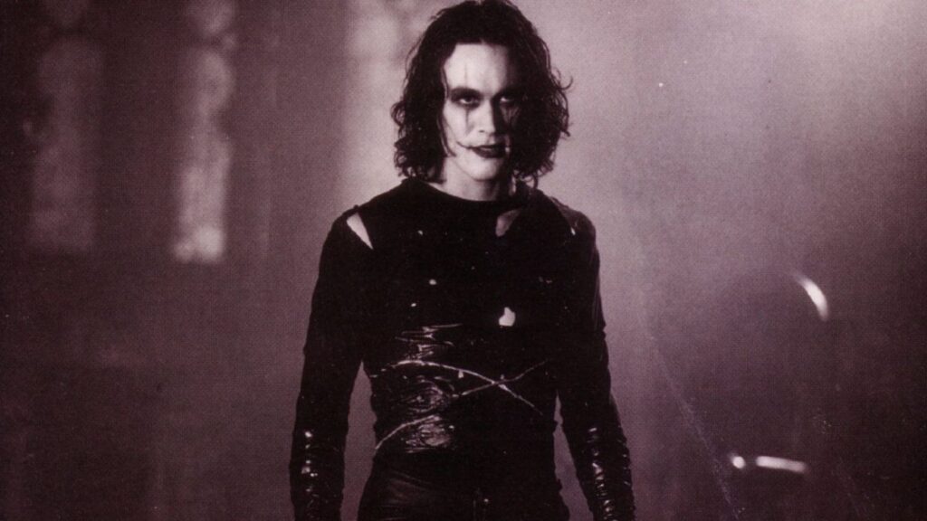 Brandon Lee as The Crow (1994) - Black and white photo of the character "The Crow" from the front. Character played by Brandon Lee in 1994 - Mortal Kombat 12?
