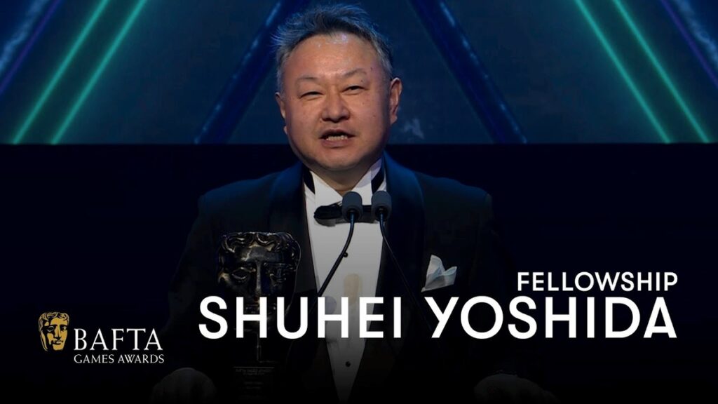 Shuhei Yoshida Collect His Fellowship Award | BAFTA Games Awards 2023 - Quest Log Games